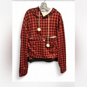 ALYC pet Carrier hoodie red and black plaid color size large